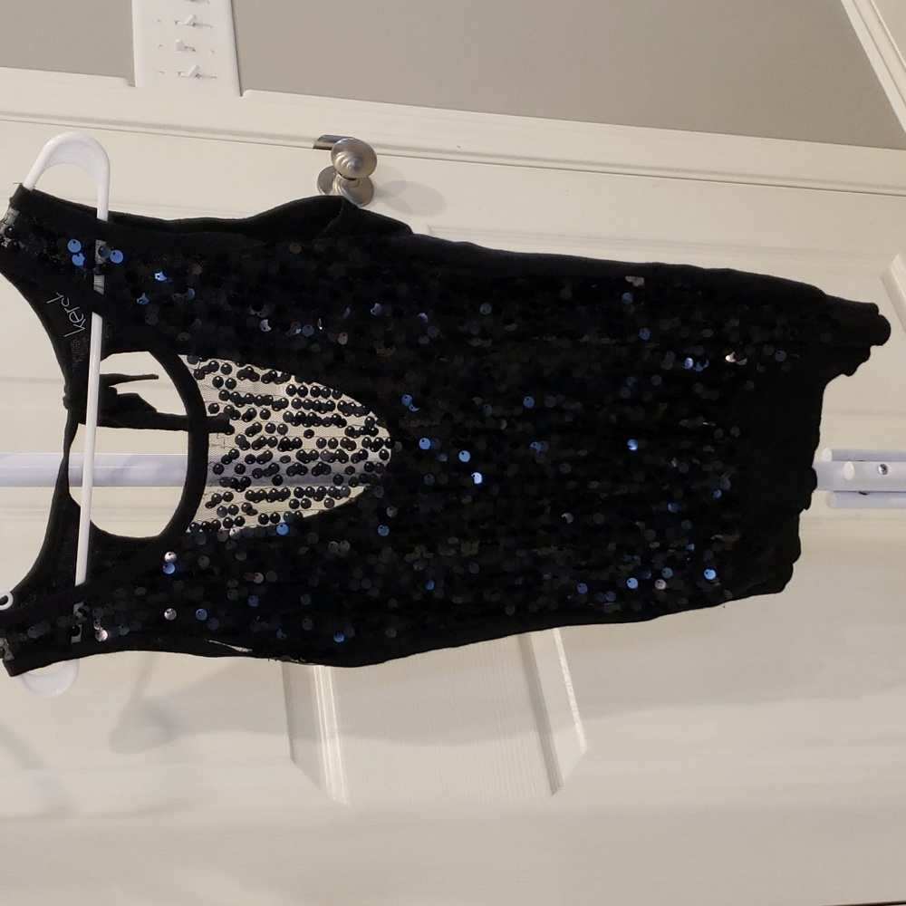 Black Sheer Sequined Top Womens Size S